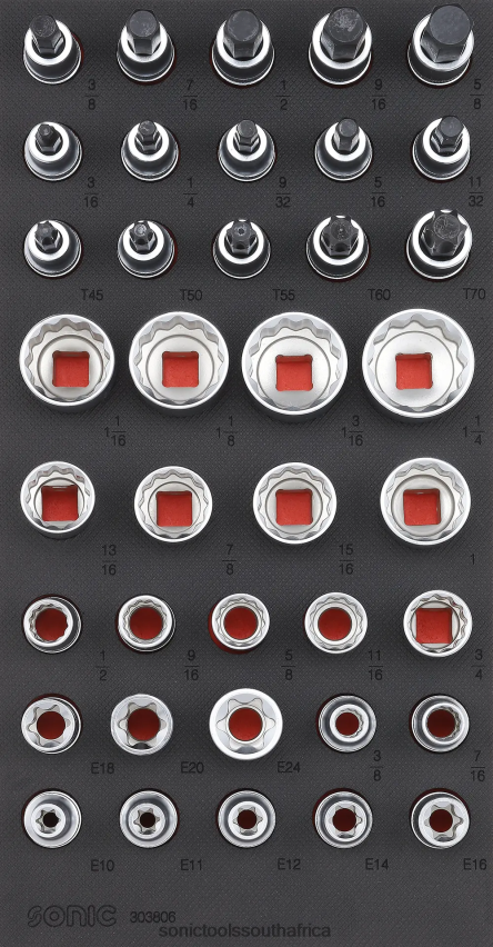 Latest ZA Sonic Bit Socket Set 1/2" (Sae) Sfs 1/3 38-Pcs FBR4D213