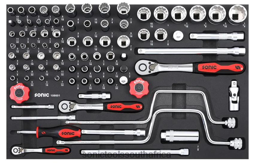 Classic ZA Sonic Bit Socket Set 1/4" 3/8" & 1/2" Sfs 86-Pcs (Aviation) FBR4D226