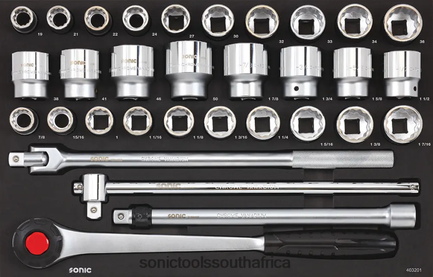 Classic ZA Sonic Socket Set 3/4" Metric & Sae Sfs 32-Pcs FBR4D892