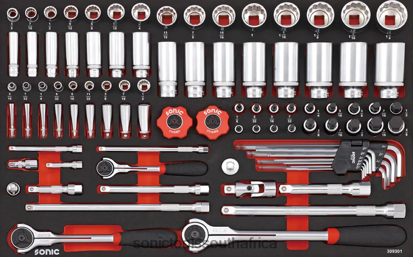 Practical ZA Sonic Socket Set (Sae) 12Pt. 1/4" 3/8" 1/2" Sfs 93-Pcs FBR4D889