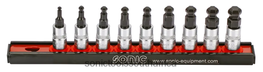 Latest ZA Sonic Bit Socket Set 1/4" Hex With Ball End On Rail 9-Pcs FBR4D369