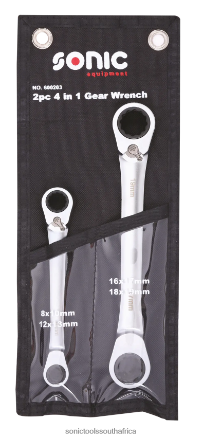 Practical ZA Sonic 4-In-1 Ratcheting Wrench Set In Pouch 2-Pcs FBR4D335