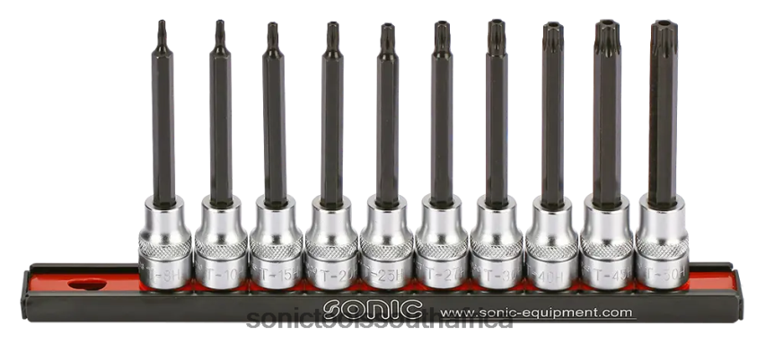 Practical ZA Sonic Bit Socket Set 3/8" Tx Tamperproof Long On Rail 10-Pcs FBR4D2157
